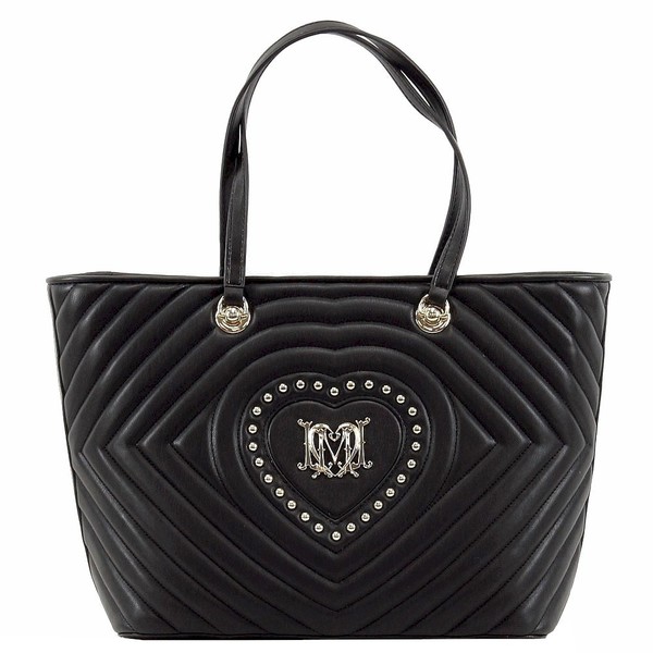  Love Moschino Women's Studded Heart Leather Tote Handbag 