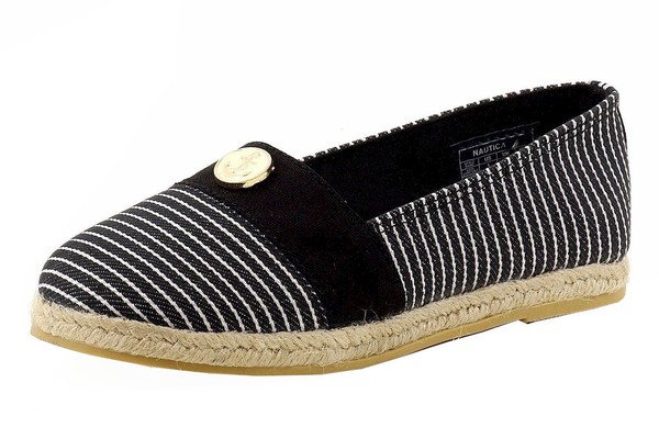  Nautica Girl's Azeda Stripe Canvas Fashion Slip On Shoes 