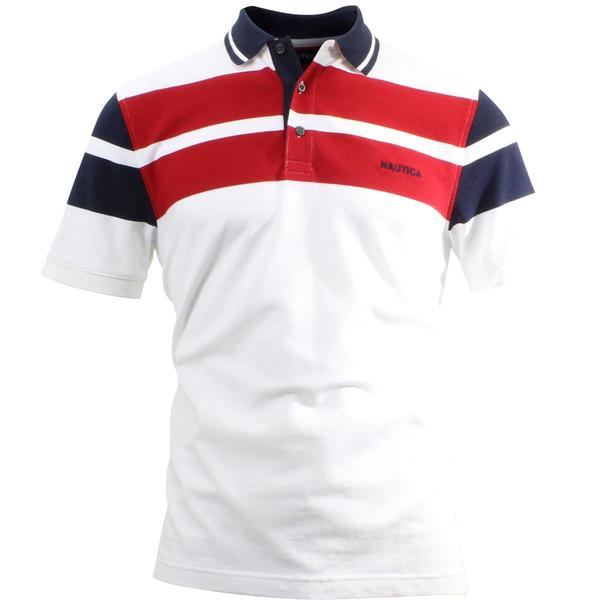  Nautica Men's Classic Fit Wide Stripe Cotton Short Sleeve Polo Shirt 