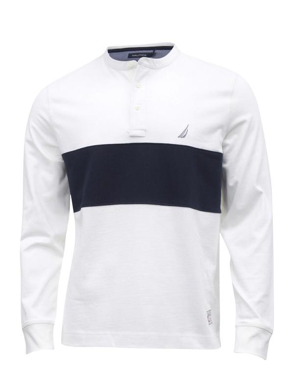  Nautica Men's Colorblock Long Sleeve Cotton Henley Shirt 