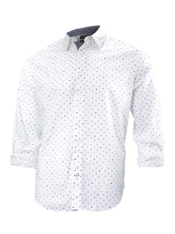  Nautica Men's Geographic Print Long Sleeve Button Down Shirt 