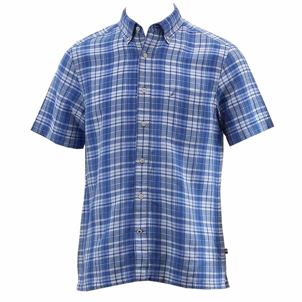  Nautica Men's Short Sleeve Heirloom Plaid Button Down Shirt 