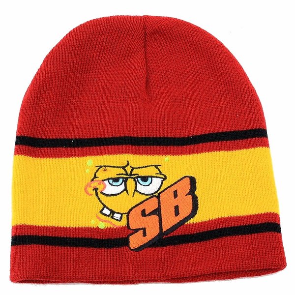  Nickelodeon Spongebob Squarepants Knit Beanie Hat & Gloves Set Sz. 4-7 