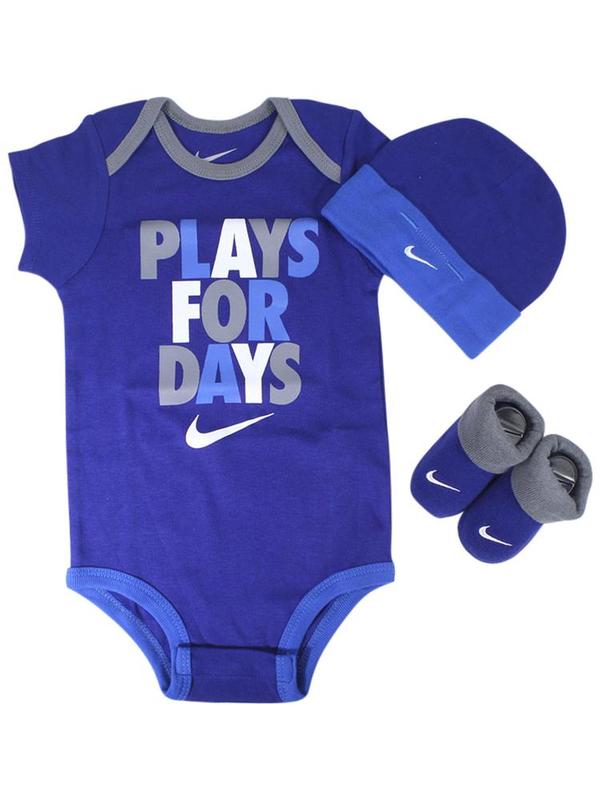  Nike Infant Boy's Plays For Days 3-Piece Set (Hat, OneZ, & Booties) 