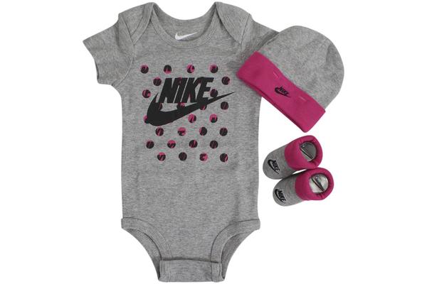  Nike Infant Girl's Logo Dots 3-Piece Set (Hat, OneZ, & Booties) 