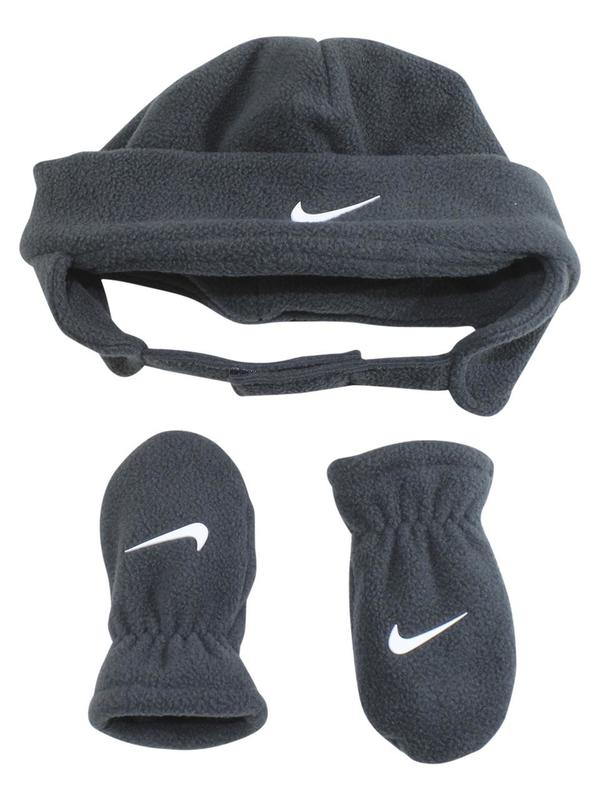  Nike Infant/Toddler Boy's 2-Piece Swoosh Fleece Hat & Mittens Set 