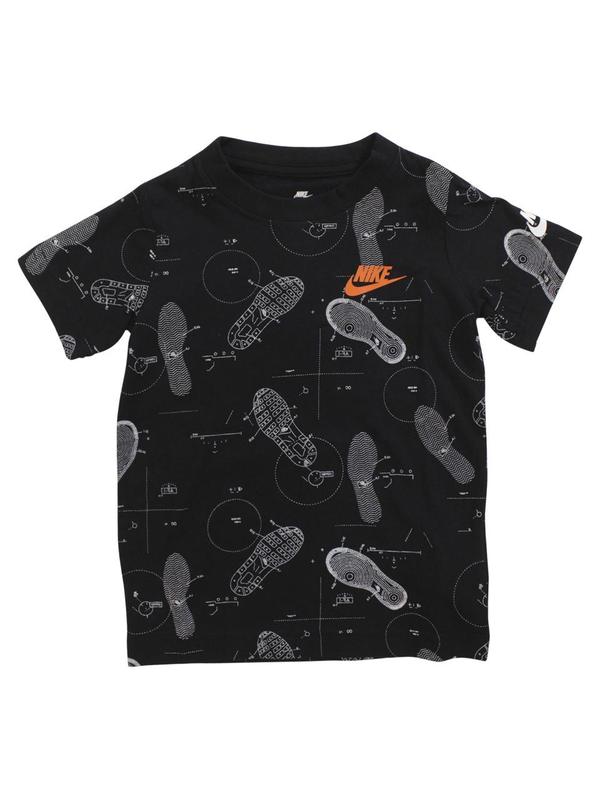  Nike Little Boy's Shoeprint Blueprint Short Sleeve Crew Neck Cotton T-Shirt 