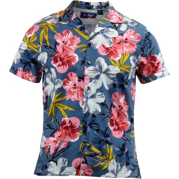  Original Penguin Men's Floral Printed Woven Short Sleeve Button Front Shirt 