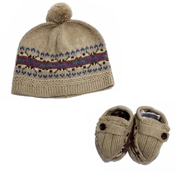  Polo Ralph Lauren Infant Boy's Cotton Fair Isle Knit Hat & Booties Set 