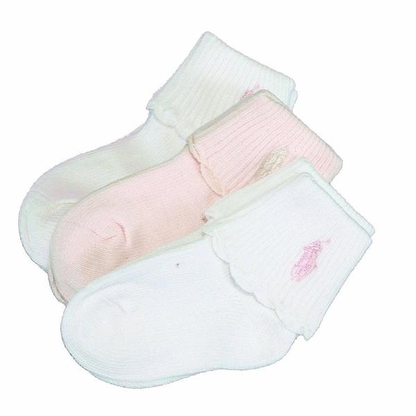  Polo Ralph Lauren Infant/Toddler Girl's Scalloped Cuff Socks 3-Pairs 