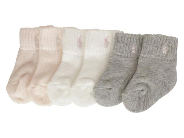  Polo Ralph Lauren Infant Girl's 6-Pairs Quarter Crew Socks 