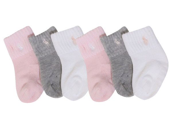  Polo Ralph Lauren Infant/Toddler/Little/Big Girl's Gripper Socks 6-Pairs 