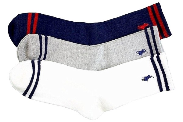  Polo Ralph Lauren Toddler/Little/Big Boy's 3-Pair Collegiate Stripe Socks 