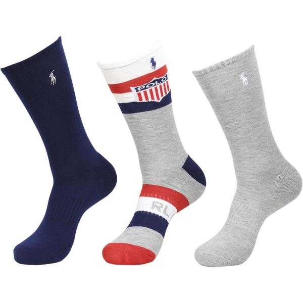  Polo Ralph Lauren Men's 3-Pairs Shield Classic Sport Socks 