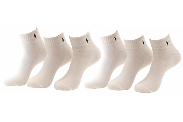  Polo Ralph Lauren Men's 6-Pairs Quarter Socks Sz: 10-13 fits shoe 6-12.5 