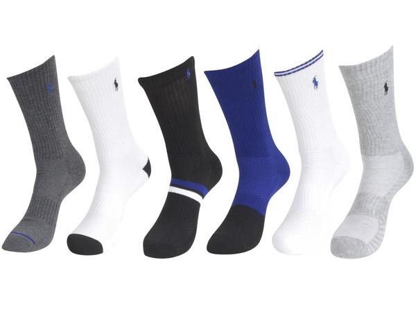  Polo Ralph Lauren Men's 6-Pairs Textured Classic Sport Crew Socks 