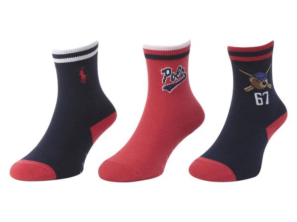  Polo Ralph Lauren Toddler Boy's 3-Pairs Crew Gripper Sock 