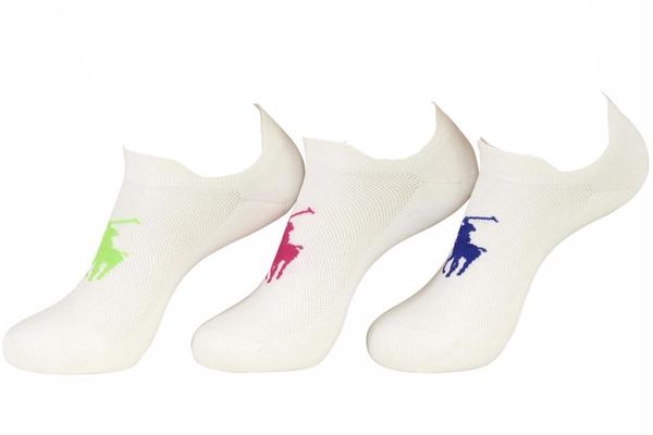  Polo Ralph Lauren Women's 3-Pack Pony Logo Double Tab Low Cut Socks 