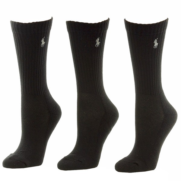  Polo Ralph Lauren Women's 3-Pairs Athletic Crew Socks Sz 9-11 Fits Shoe 4-10.5 