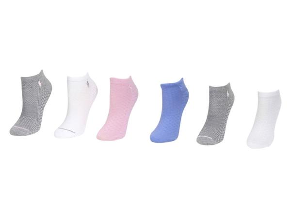  Polo Ralph Lauren Women's 6-Pairs Textured Sole Ankle Socks 