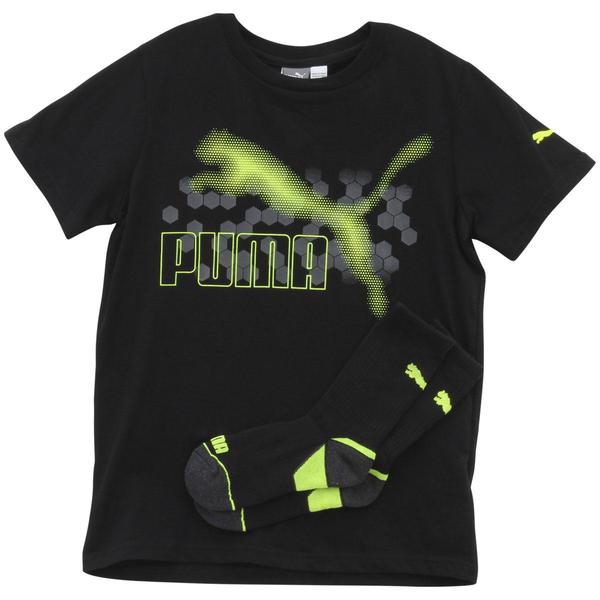  Puma Big Boy's 2-Piece Hexagon Dot Short Sleeve T-Shirt & Socks Set 