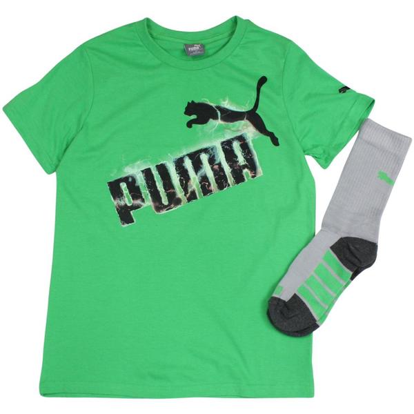  Puma Boy's 2-Piece Electric Logo Short Sleeve Crew Neck T-Shirt & Sock Set 