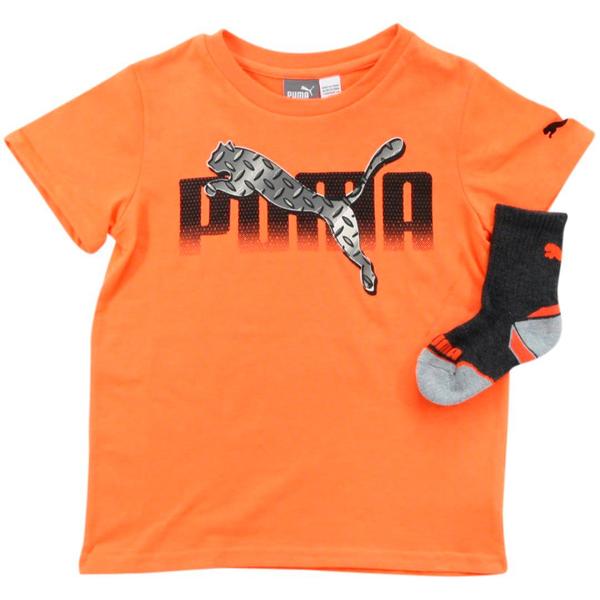  Puma Boy's 2-Piece Gradient Logo Short Sleeve Crew Neck T-Shirt & Sock Set 