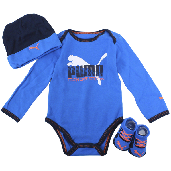  Puma Infant Boy's Bootie 3-Piece Long Sleeve Newborn Box Set 