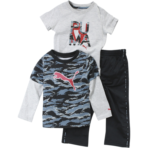  Puma Infant Boy's Colorblock Slider 3-Piece Shirt & Pant Set 