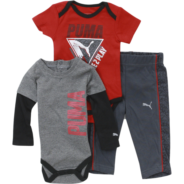  Puma Infant Boy's Forever Faster 3-Piece Newborn Bodysuit & Pant Set 