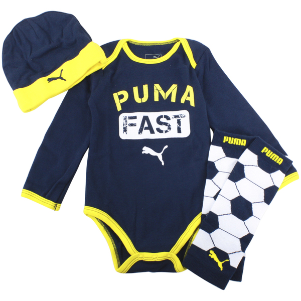  Puma Infant Boy's Leg Warmer 3-Piece Long Sleeve Newborn Box Set 