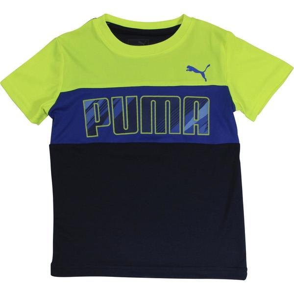  Puma Little Boy's Crew Neck Color Block Logo Short Sleeve T-Shirt 