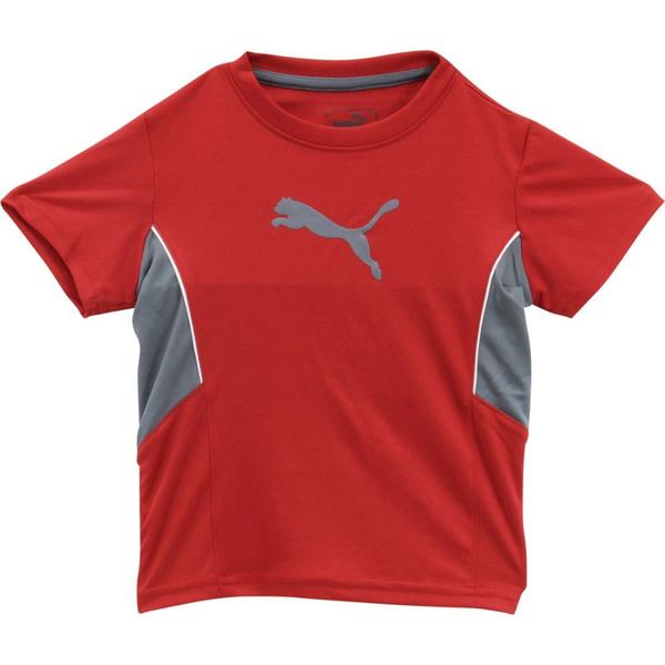  Puma Little Boy's Crew Neck Contrast Cat Logo Short Sleeve T-Shirt 