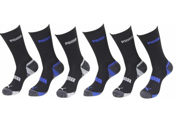 Puma Men's 6-Pack Cushioned Logo Crew Socks 