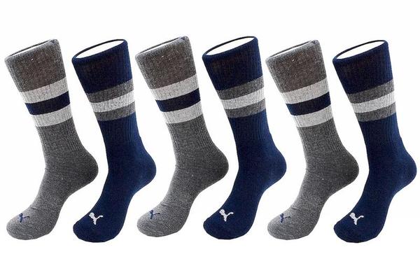  Puma Men's 6-Pairs Arch Support Striped Crew Socks 