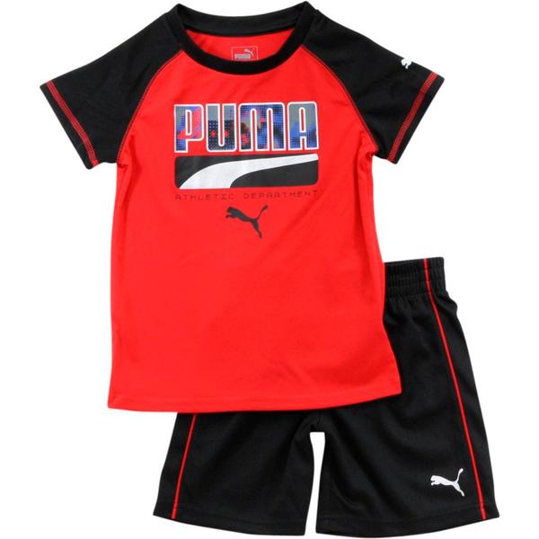  Puma Toddler 2-Piece Logo Short Sleeve Crew Neck Sport T-Shirt & Short Set 