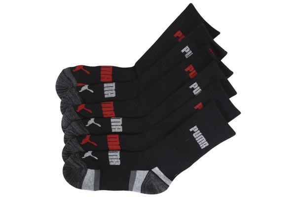  Puma Toddler/Little/Big Boy's 6-Pairs Arch Support Crew Socks 