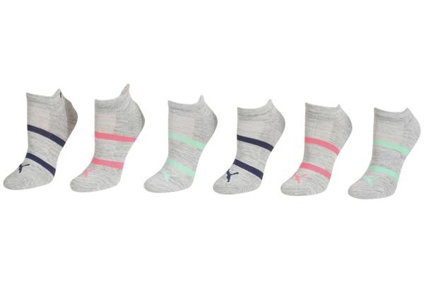  Puma Women's 6-Pairs Color Stripe Low Cut Athletic Socks 