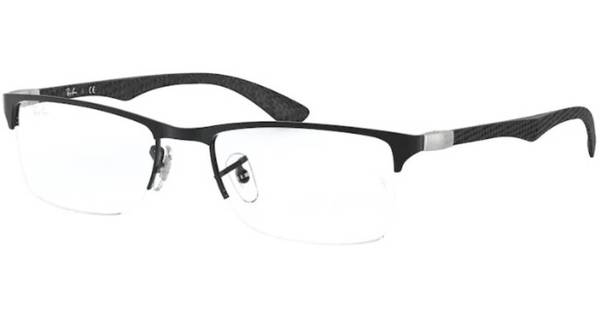  Ray Ban RX8413 Eyeglasses Matte Black Semi Rim Rectangle Shape 