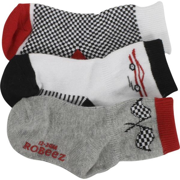  Robeez Mini Infant Boy's 3-Pair Speedy Skid-Proof Socks 