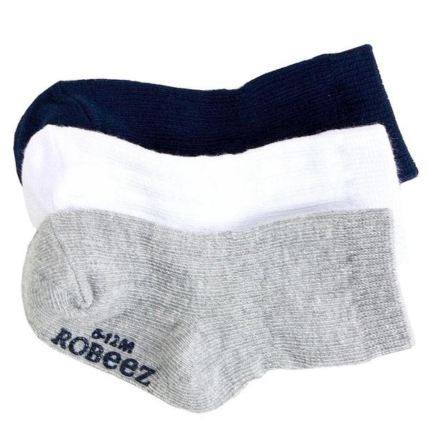  Robeez Mini Infant Boy's 3-Pairs Basic Skid-Proof Socks 