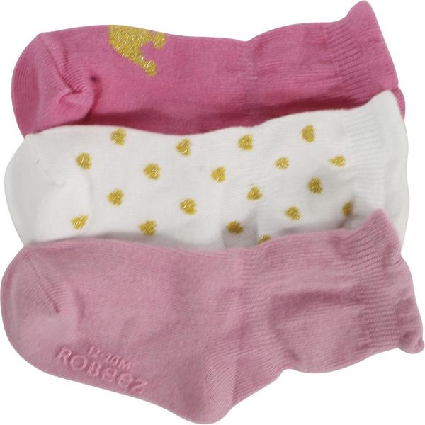  Robeez Mini Infant Girl's 3-Pair Queen Of Hearts Skid-Proof Socks 