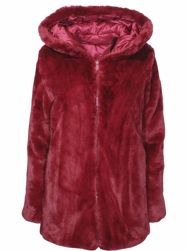  Save The Duck Fury Faux-Fur Coat Women's Hooded Reversible 