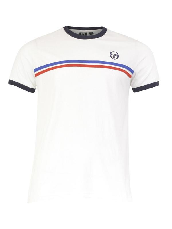  Sergio Tacchini Men's Supermac-3 Archivio Short Sleeve Crew Neck Cotton T-Shirt 