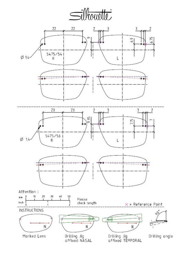  Silhouette Fusion Bridge Style 5076 Clip-On Sunglasses 
