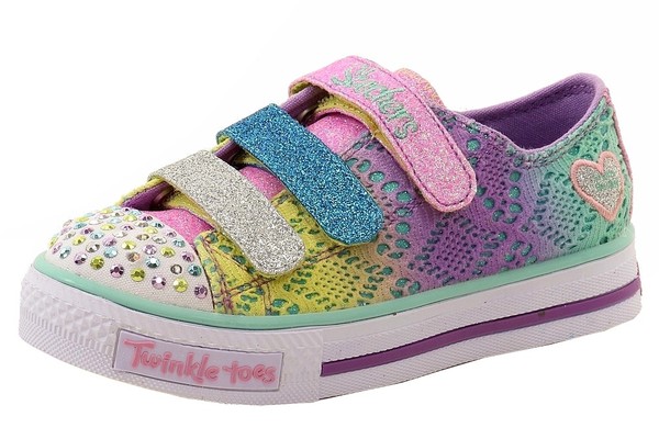  Skechers Girl's Twinkle Toes Shuffles Rainbow Madness Light Up Sneakers Shoes 