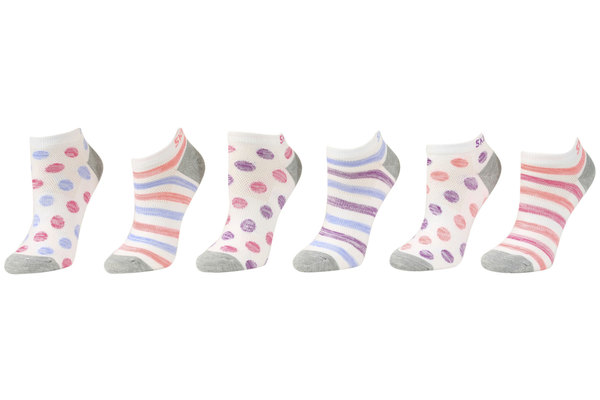  Skechers Little/Big Girl's 6-Pairs Pattern Low Cut Socks 