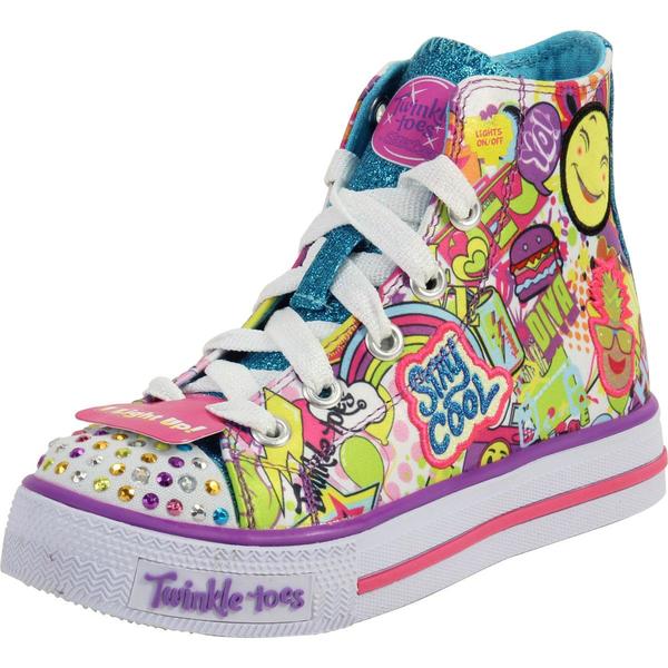  Skechers Little/Big Girl's Twinkle Toes Shuffles Trendy Talk Light Up Sneakers 