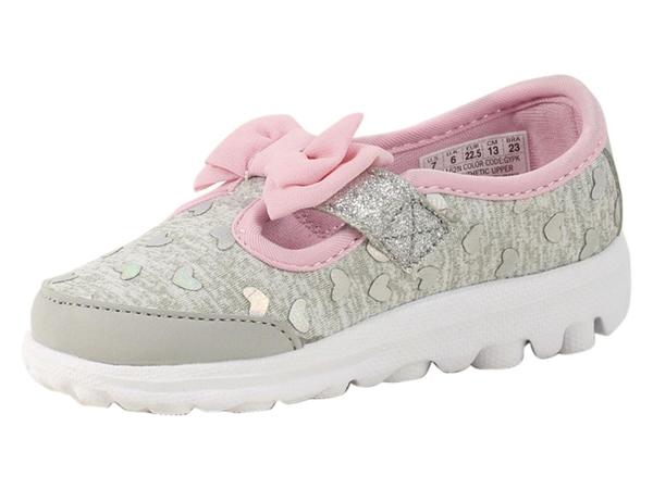  Skechers Toddler Girl's Go Walk Bitty Hearts Memory Foam Loafers Shoes 