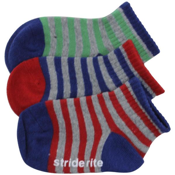  Stride Rite Infant/Toddler Boy's 3-Pack Basic Striped Skid-Proof Socks 